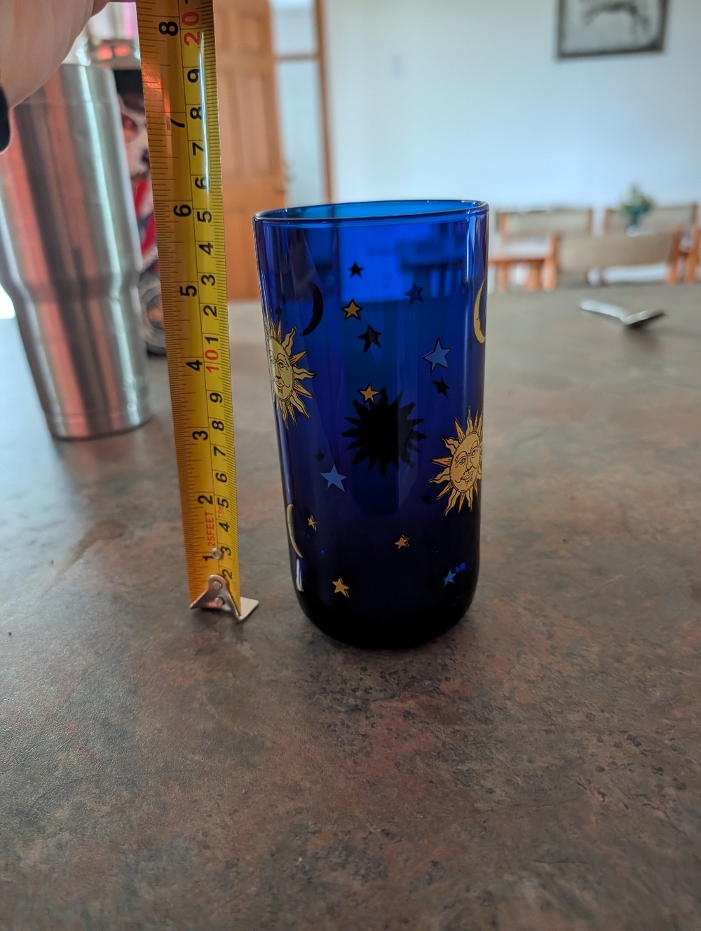 Libbey Vintage Glassware Celestial Cobalt Blue Glass Sun Moon Stars Single Glass - Picture 2 of 4